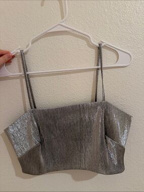 H&M Silver Metallic Cropped Tank Top